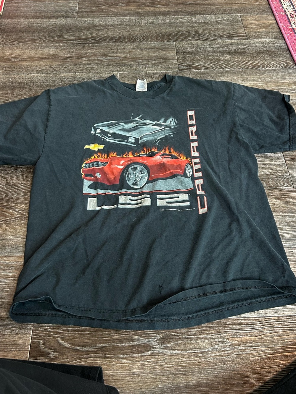Gildan Black Tee with Red Camaro Graphic